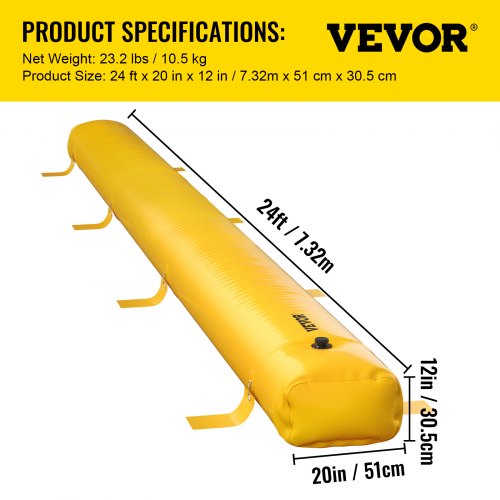 Flood Bag 24 ft Length x 12 in Height Reusable PVC Water Diversion Tubes