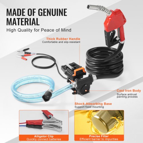 Fuel Transfer Pump 12V DC 15 GPM 14 HP Portable Electric Diesel Transfer