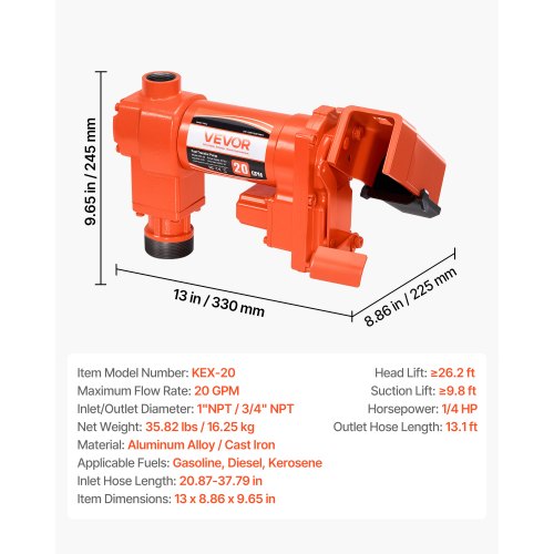 Fuel Transfer Pump 12V Dc 20 Gpm 14 Hp Diesel Extractor Pumps With Manual