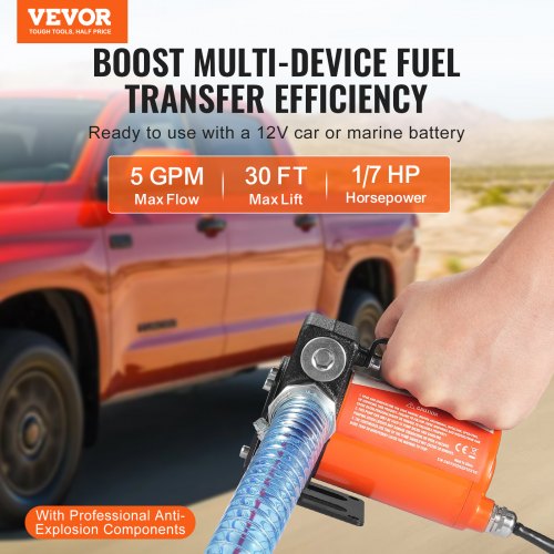 Fuel Transfer Pump 12V DC 53 GPM 110 HP Portable Electric Diesel