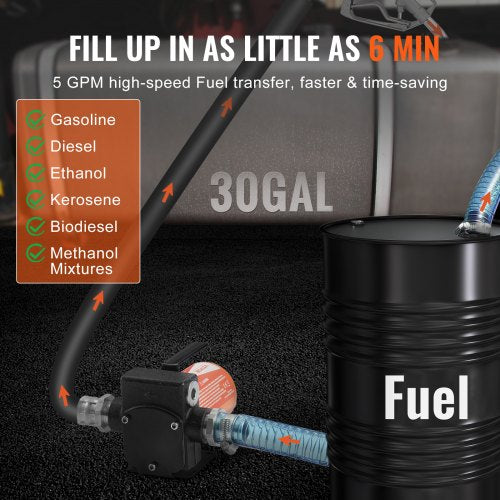Fuel Transfer Pump 12V DC 53 GPM 110 HP Portable Electric Diesel