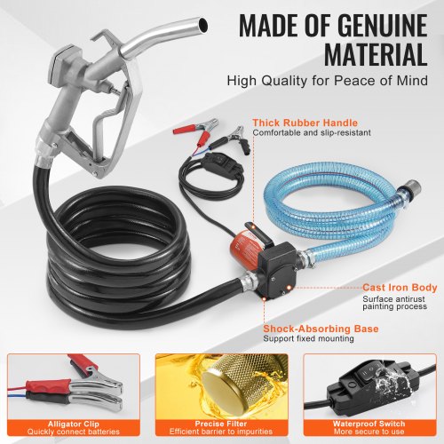 Fuel Transfer Pump 12V DC 53 GPM 110 HP Portable Electric Diesel