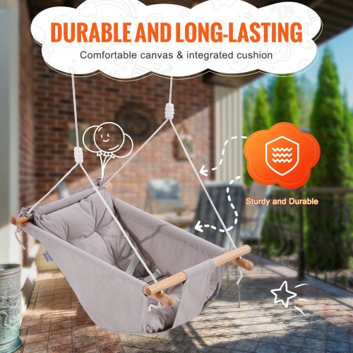 Canvas Hammock Swing 3 Modes Baby Swing 5Point Harness Indoor Outdoor – 15 L