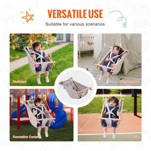 Canvas Hammock Swing 3 Modes Baby Swing 5Point Harness Indoor Outdoor – 15 L