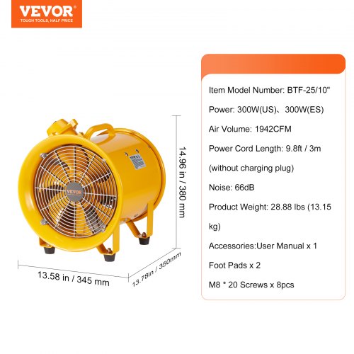 Portable Ventilator 10 Heavy Duty Cylinder Fan 350W Strong Shop Exhaust