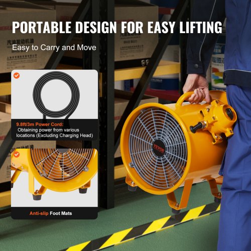 Portable Ventilator 12 Heavy Duty Cylinder Fan 550W Strong Shop Exhaust