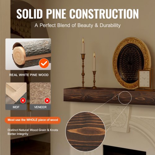 Fireplace Mantel Wood Shelf Floating Rustic Fireplace Mantel 84 Brown – 50 L