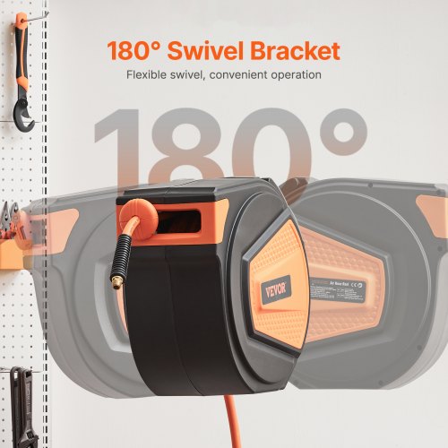 Retractable Air Hose Reel 3/8IN x 65FT Hybrid Air Hose Max 300PSI Air