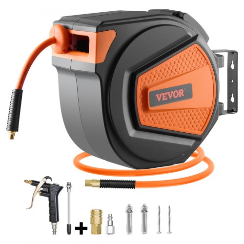 Retractable Air Hose Reel 3/8IN x 65FT Hybrid Air Hose Max 300PSI Air