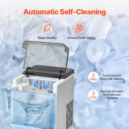 Countertop Ice Maker 32 Cubes Ready in 15 Mins 46lbs in 24Hrs
