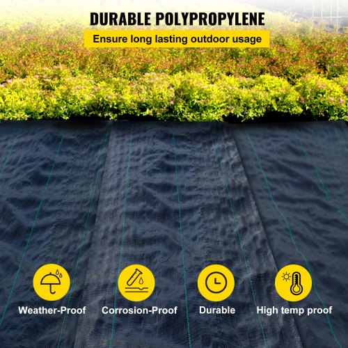 3FTx50FT Premium Weed Barrier Fabric Heavy Duty 5OZ Woven Weed Control