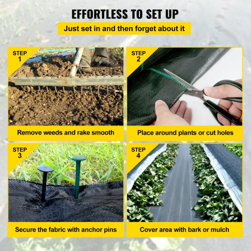 3FTx50FT Premium Weed Barrier Fabric Heavy Duty 5OZ Woven Weed Control