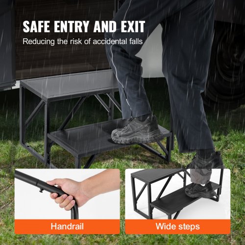 RV Steps 2Step RV Stairs 440 LBS Load Capacity Thickened Carbon Steel