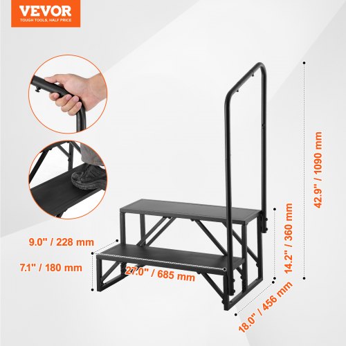 RV Steps 2Step RV Stairs 440 LBS Load Capacity Thickened Carbon Steel