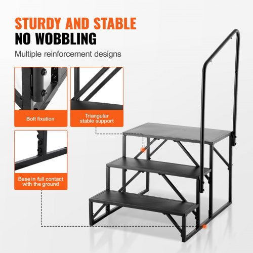RV Steps 3Step RV Stairs 440 LBS Load Capacity Thickened Carbon Steel