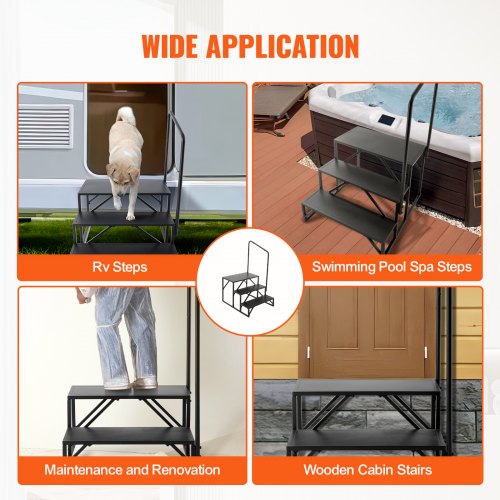RV Steps 3Step RV Stairs 440 LBS Load Capacity Thickened Carbon Steel