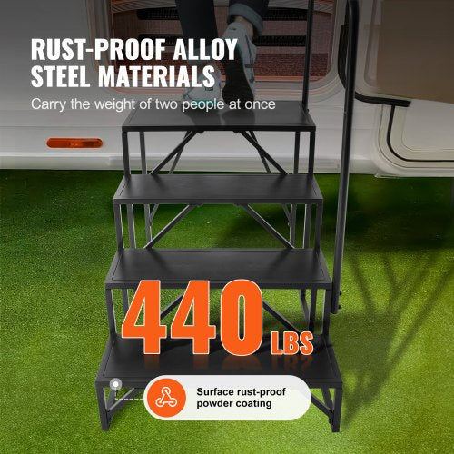 Rv Steps 4Step Stairs 440 Lbs Load Capacity Thickened Carbon Steel With