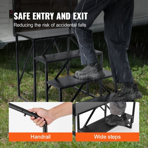 Rv Steps 4Step Stairs 440 Lbs Load Capacity Thickened Carbon Steel With