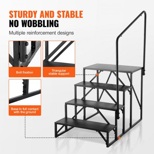 Rv Steps 4Step Stairs 440 Lbs Load Capacity Thickened Carbon Steel With