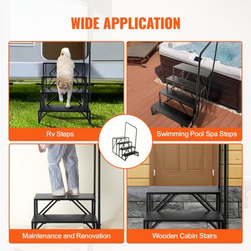 Rv Steps 4Step Stairs 440 Lbs Load Capacity Thickened Carbon Steel With