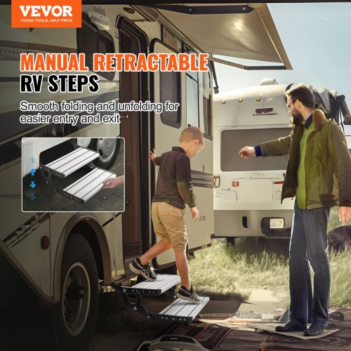 RV Steps 2Step Manual Retractable RV Stairs Foldable 440 LBS Load