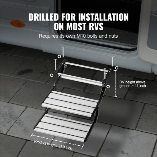RV Steps 2Step Manual Retractable RV Stairs Foldable 440 LBS Load