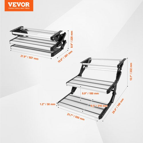 RV Steps 2Step Manual Retractable RV Stairs Foldable 440 LBS Load