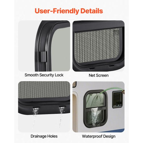 Vertical RV Window 14 W x 16 H Tinted Sliding RV Window with Net Screen