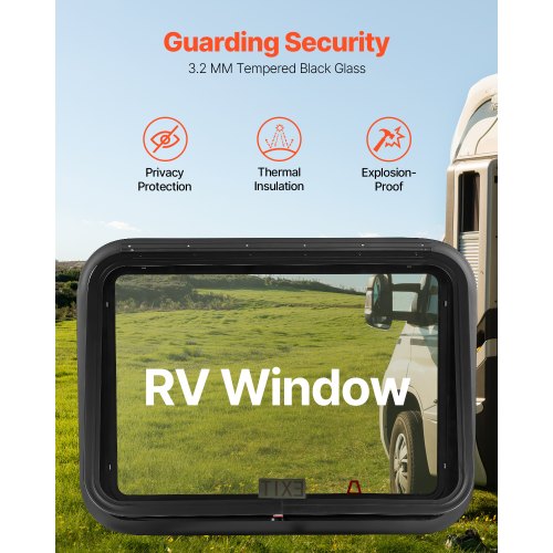 RV Exit Window 30 W x 22 H Tinted RV Window with Net Screen and Trim