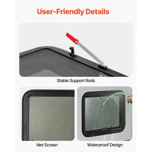 RV Exit Window 30 W x 22 H Tinted RV Window with Net Screen and Trim