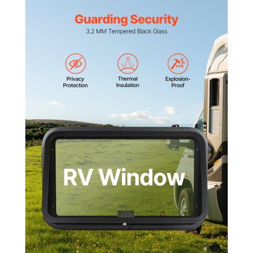 RV Exit Window 36 W x 22 H Tinted RV Window with Net Screen and Trim