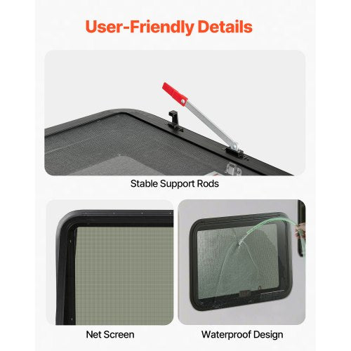 RV Exit Window 36 W x 22 H Tinted RV Window with Net Screen and Trim
