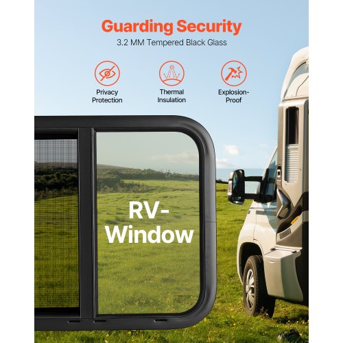 Horizontal RV Window 24 W x 20 H Tinted Sliding RV Window with Net Screen