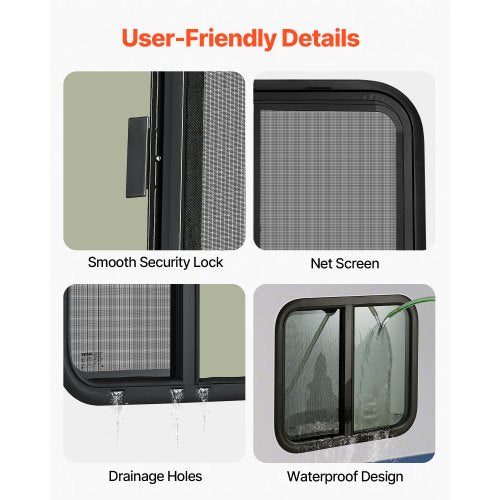 Horizontal RV Window 24 W x 20 H Tinted Sliding RV Window with Net Screen
