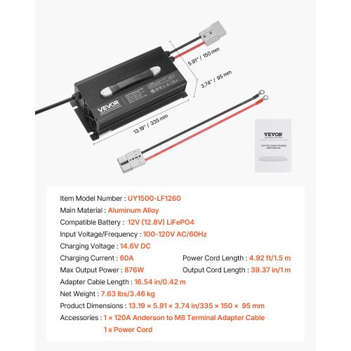 12V 60A Lithium Battery Charger 146V Acdc Lifepo4 Smart With Anderson