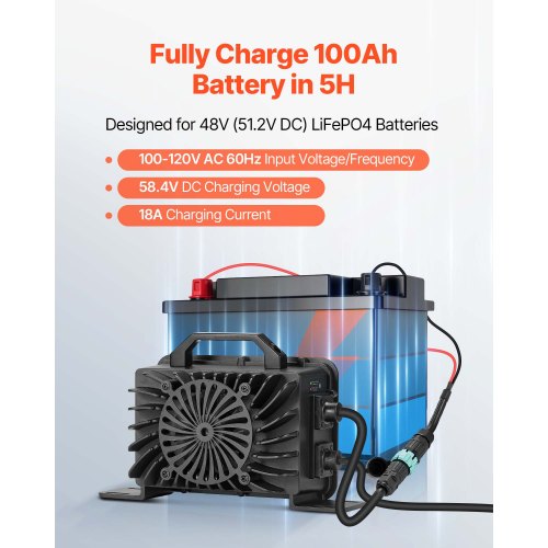 48V 18A Lithium Battery Charger 584V Acdc Lifepo4 Smart With Waterproof