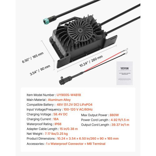 48V 18A Lithium Battery Charger 584V Acdc Lifepo4 Smart With Waterproof