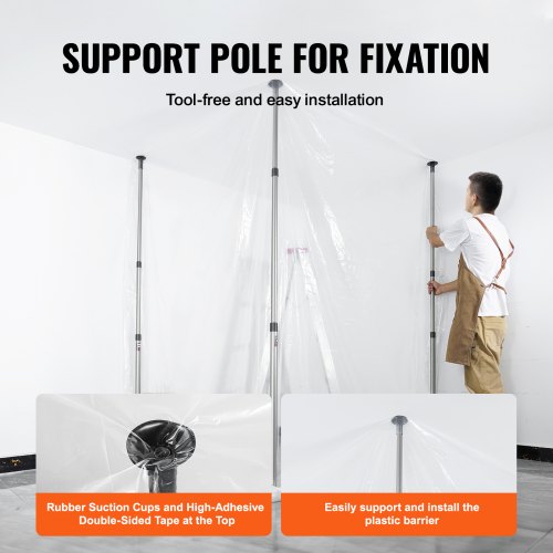 Dust Barrier Poles Carry Bag 10 Ft Poles with 4 Telescoping Poles and 328x1312