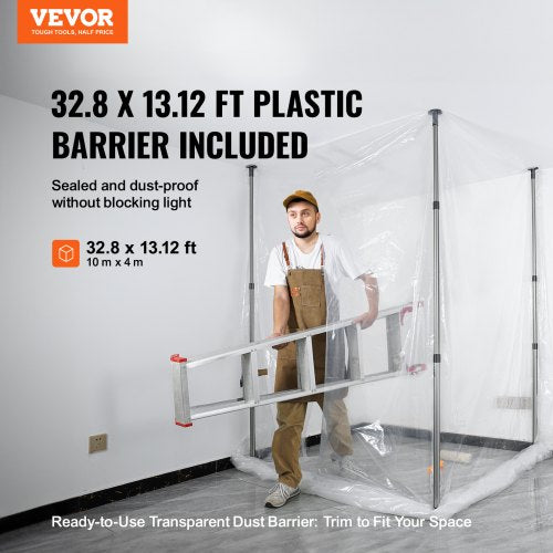 Dust Barrier Poles 12 Ft Dust Barrier System with 4 Telescoping Poles