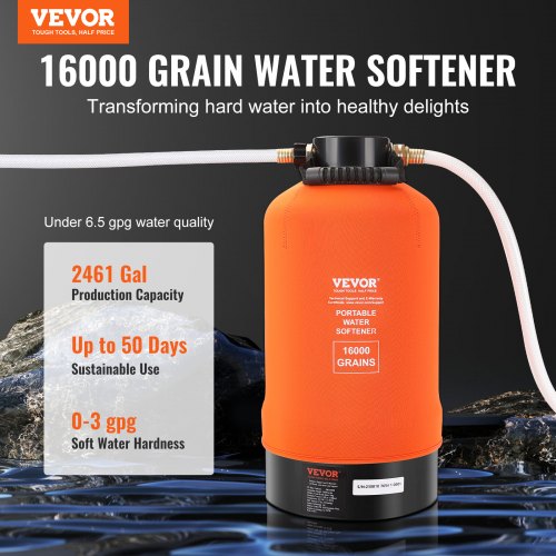 RV Water Softener 16000 Grain Portable Water Softener with 34 Brass