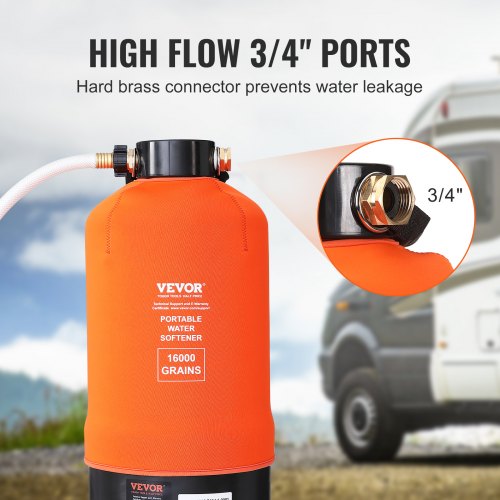 RV Water Softener 16000 Grain Portable Water Softener with 34 Brass