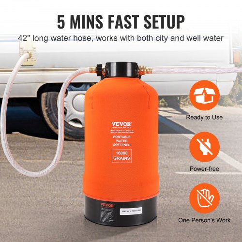 RV Water Softener 16000 Grain Portable Water Softener with 34 Brass