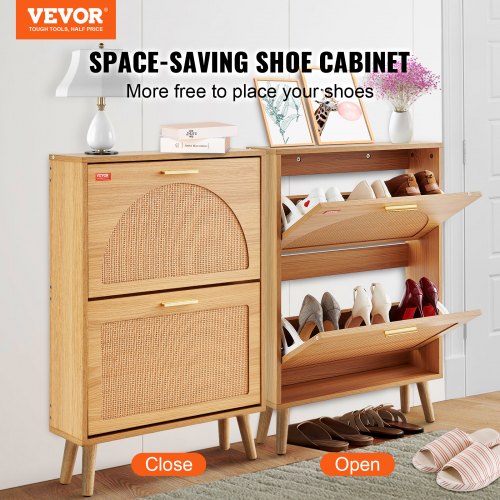 Shoe Cabinet with 2 Flip Drawers Shoe Storage Cabinet for Entryway Free