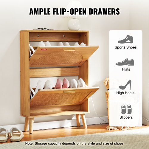 Shoe Cabinet with 2 Flip Drawers Shoe Storage Cabinet for Entryway Free
