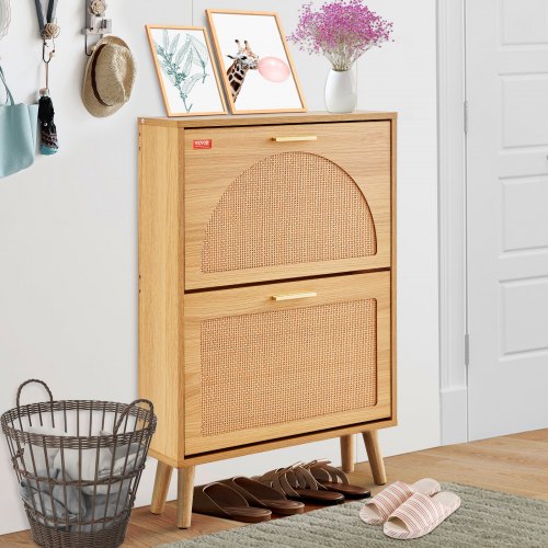 Shoe Cabinet with 2 Flip Drawers Shoe Storage Cabinet for Entryway Free