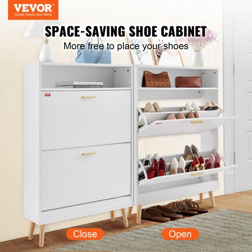 Shoe Cabinet with 2 Flip Drawers Shoe Storage Cabinet for Entryway Free