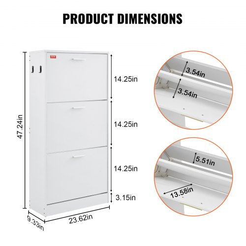 Shoe Cabinet with 3 Flip Drawers Shoe Storage Cabinet for Entryway Free
