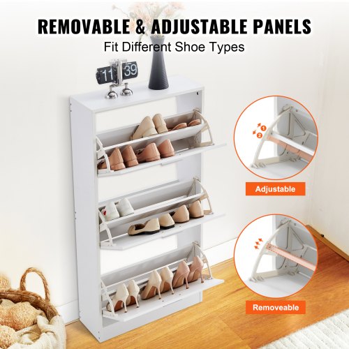 Shoe Cabinet with 3 Flip Drawers Shoe Storage Cabinet for Entryway Free