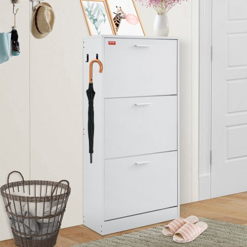 Shoe Cabinet with 3 Flip Drawers Shoe Storage Cabinet for Entryway Free