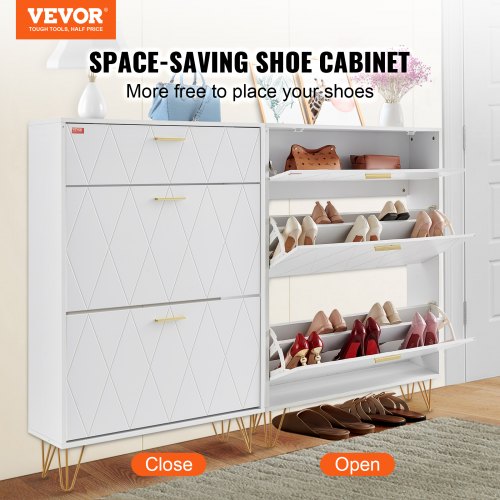Shoe Cabinet with 3 Flip Drawers Shoe Storage Cabinet for Entryway Free